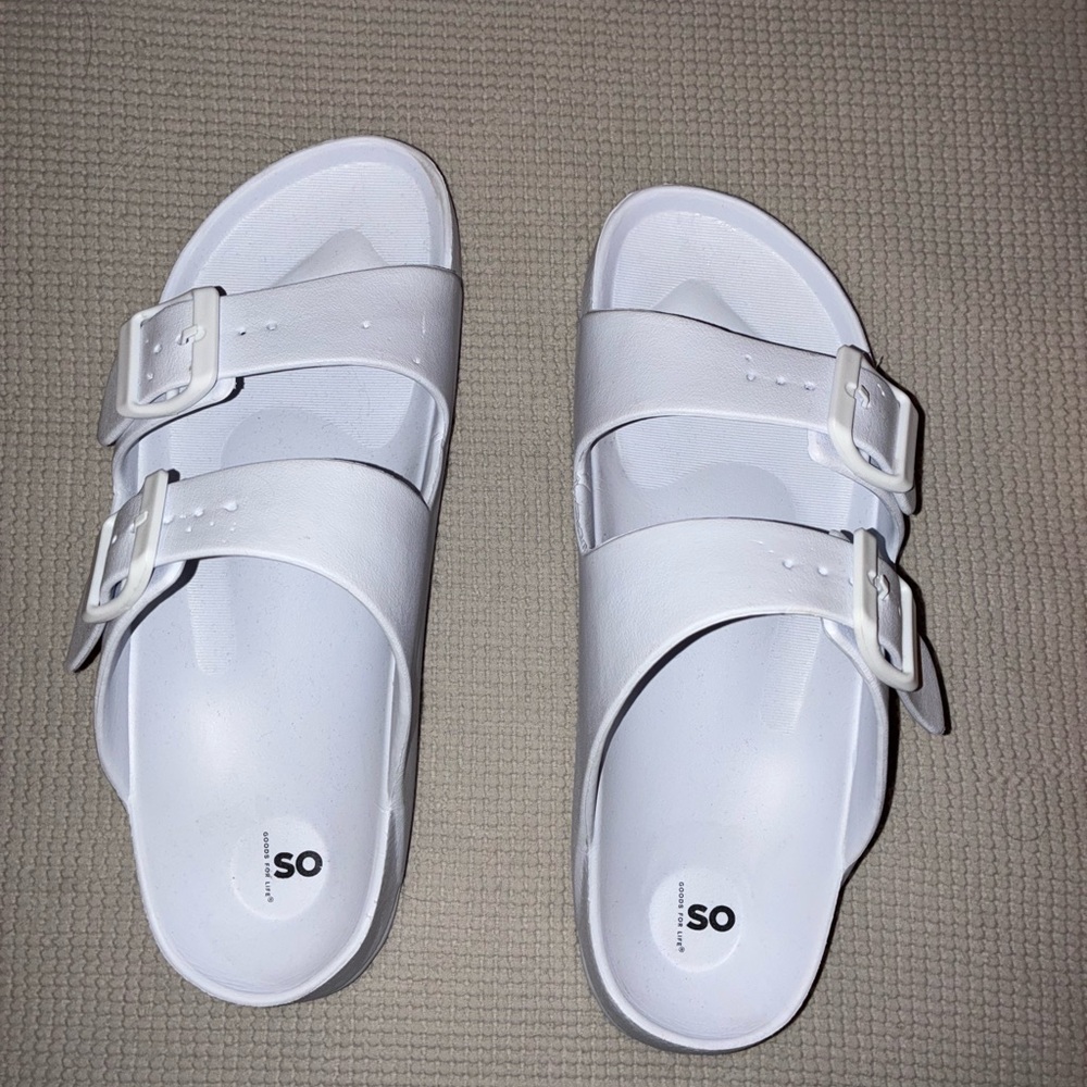 SO from Kohls White Double Strap Sandals